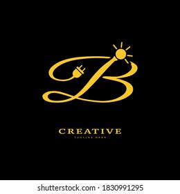 Initial letter B, Electricity Logo and icon Vector design Template. Power Energy Logo Design Element for company and business.