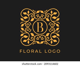 initial letter B Elegant Floral Logo Vector Design illustrations Template. 
Vector Logo design for natural products, flower shop, cosmetics, Organic, ecology concepts, spa.