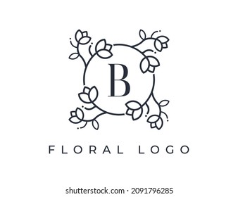 initial letter B Elegant Flower Logo Vector Design illustrations Template. 
Vector Logo design for natural products, flower shop, cosmetics, Organic, ecology concepts, health, spa.