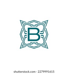 Letra inicial B líneas elegantes logotipo de marco alfabético moderno