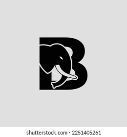 Initial letter B with Elephant Abstract Vector Logo. Modern Elephant B Letter Alphabet Logo Design Template.