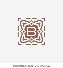 Initial letter B emblem logo. ornamental abstract star pattern frame logo