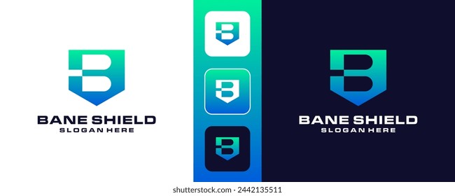 Initial Letter B emblem shield monogram logo design