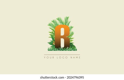 Erster Buchstabe B   Exotic Summer Tropical Palm Blätter erfrischende Beach Symbol Logo-Design-Symbol