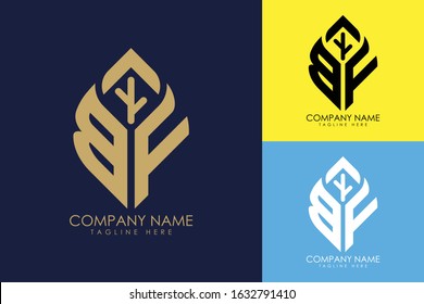 Initial letter B F with abstract leaf logo sign symbol