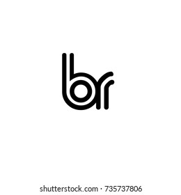 Initial letter b f, linked outline rounded lowercase, monogram black