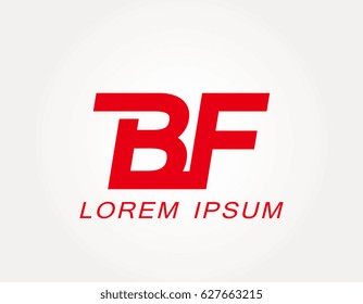 initial letter b and f logo vector. bf red design