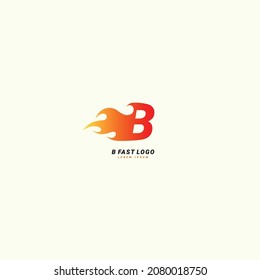Initial letter B Fast speed, fire logo design template