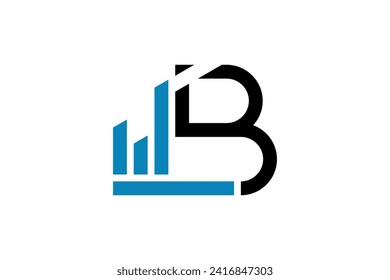 Initial letter B financial business and property agency logo design. Simple minimalist chart bar diagram icon symbol.