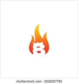 Initial letter b with fire effect.