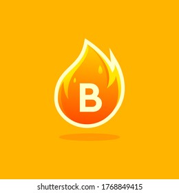 initial letter B fire icon design logo template