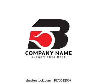 Diseño de logotipo de incendio de la letra inicial B