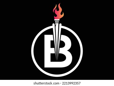 Initial Letter B Fire Torch Concept With Fire and Torch Icon Vector Symbol. Modern vector logo for Fire Torch business, and company identity.