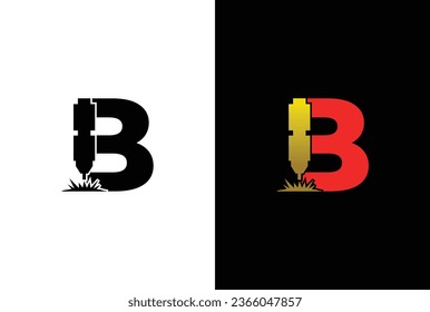 Initial Letter B Flat Laser Cutting Logo. Letter B and Laser Engraving Vector Logo Design Template.