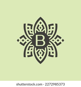 Initial letter B floral ornamental border frame logo