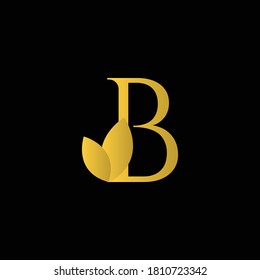 Initial Letter B Flourishes logo monogram in gold color