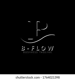 Initial letter B flow logo vector design template. Silhouette letter isolated on black background. Can be used for company logo or symbol