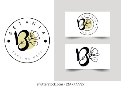 Initial letter B, flower handwriting logo design, vector logo for women beauty, salon, massage, cosmetic or spa brand.
