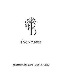 Initial Letter B, flower, Logo Sign Symbol design