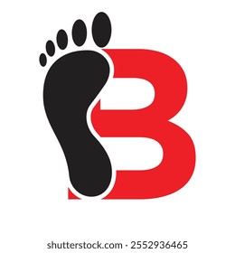 Initial Letter B Foot Logo Design Concept For Step Symbol Vector Sign