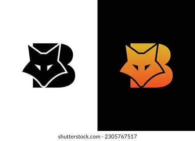 Anfangsbuchstabe B mit Fox Logo Design. Fox-Buchstaben-B-Logo mit Vorlage für Tierdesign