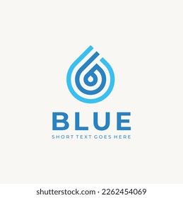 Initial Letter B with Fresh Aqua Moisture Water Drop. Blue Dew Droplet Raindrop Logo Design