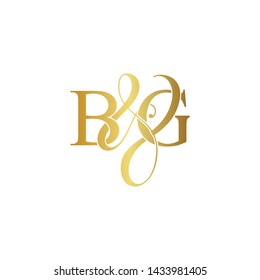 Initial letter B & G BG luxury art vector mark logo, gold color on white background.