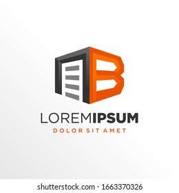 Diseño del logotipo de la puerta de garaje B de la carta inicial