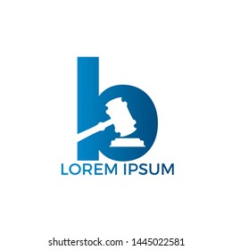 Initial letter B and gavel icon logo, Hammer judge icon vector illustration. Law firm logo design inspiration.	