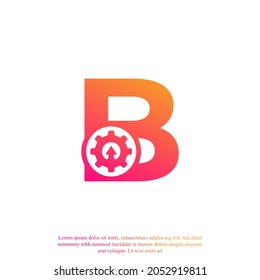 Initial Letter B with Gear Cog Wheel Automotive Logo Inspiration