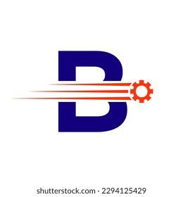 Initial Letter B Gear Cogwheel Logo. Automotive Industrial Icon, Gear Logo, Car Repair Symbol