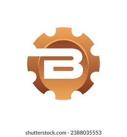 Initial Letter B gear engineering logo design vector