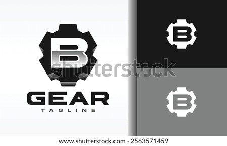 the initial letter B gear logo