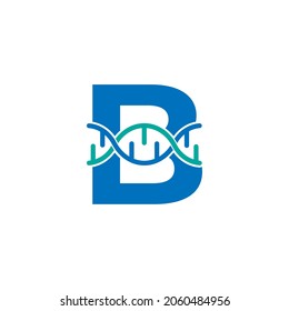 Letra inicial B Elemento de plantilla de diseño del logotipo del adn genético. Ilustración biológica