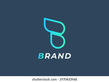 Initial Letter B geometric abstract  Line Logo, Initial Letter Logo For Company Name, Alphabet Logo Template Ready For Use, Modern Initial Logo
