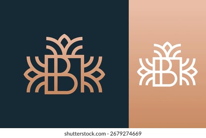 Letra inicial B com ilustração vetorial de design de logotipo de flor geométrica