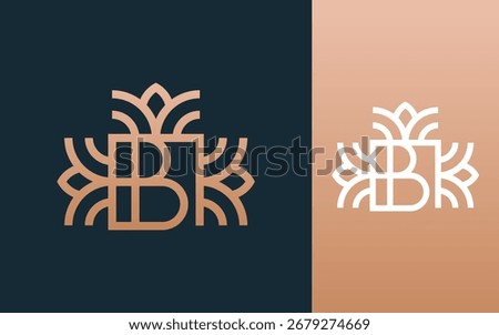 Initial letter B with geometric flower logo design vector illustration