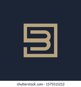 initial letter B geometric with square frame line art. Suitable for business consulting, studio, room, group, decoration, building, concept design. - vector