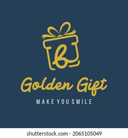 Initial Letter b with Gift Box and Ribbon for Gift Present Toys Store Retail Business Logo Design Template