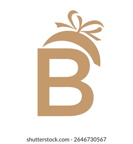 Initial Letter B Gift Logo Design For Event, Anniversary, Birthday and Party Symbol