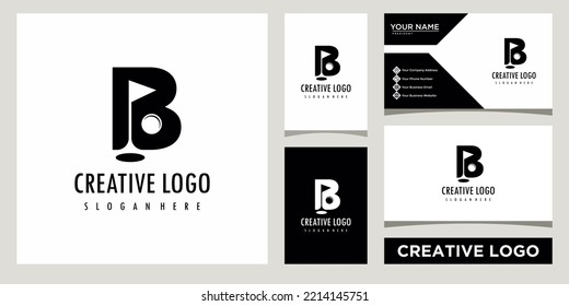 initial letter B golf logo design template with business card design