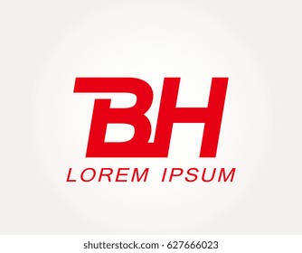 initial letter b and h logo vector. bh red design