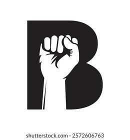 Initial Letter B Hand Logo Concept For Happy Labor Day For United States, USA Labor Day Symbol