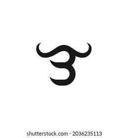 letra temprana B con bocina de cabeza, vaca, búfalo, toro, ganado, logo inspirado en el diseño