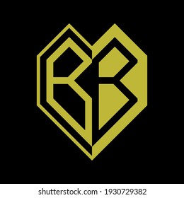 Letra inicial b color de oro medio espacio geométrico negativo logo vector color oro