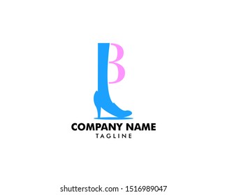 Initial Letter B with High Heels Women Shoes Icon Logo Template Design
