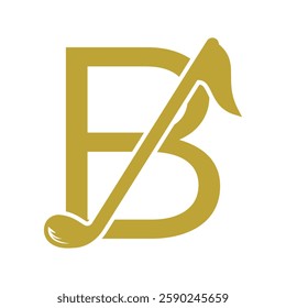 Initial Letter B Hockey Logo Concept With Hockey Stick Symbol Vector Template