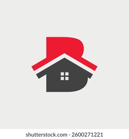 Initial Letter B Home House logo design. Real Estate design concept alphabet font. Vector Illustration.