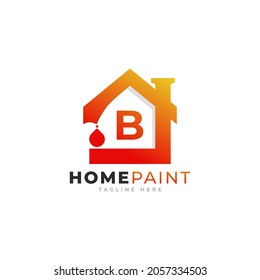 Letra inicial B Inspiración de diseño de logotipo inmobiliario de pintura en casa
