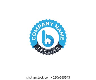 initial Letter b Home Stamp Badge Logo Concept sign icon symbol Design Element. House, Real Estate, Realtor, Mortgage Logotype. Vector illustration template